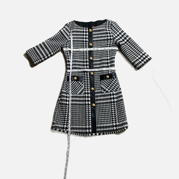 Imperial Midi Shift Dress Houndstooth Size XS Tweed Black White Lined Retro - Picture 11 of 12